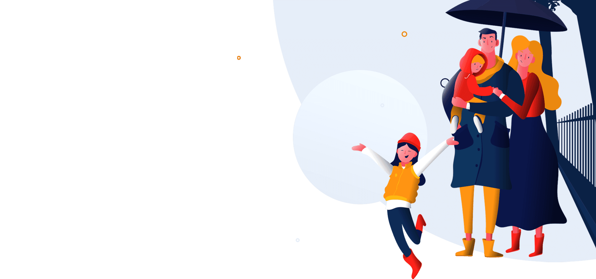 Family under umbrella